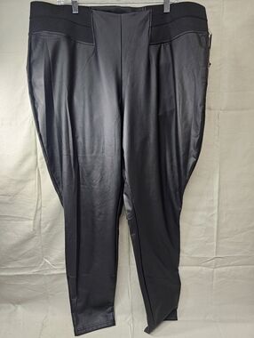 Simply Vera Vera Wang Women's Black High-rise Faux-Leather Legging Size 2x